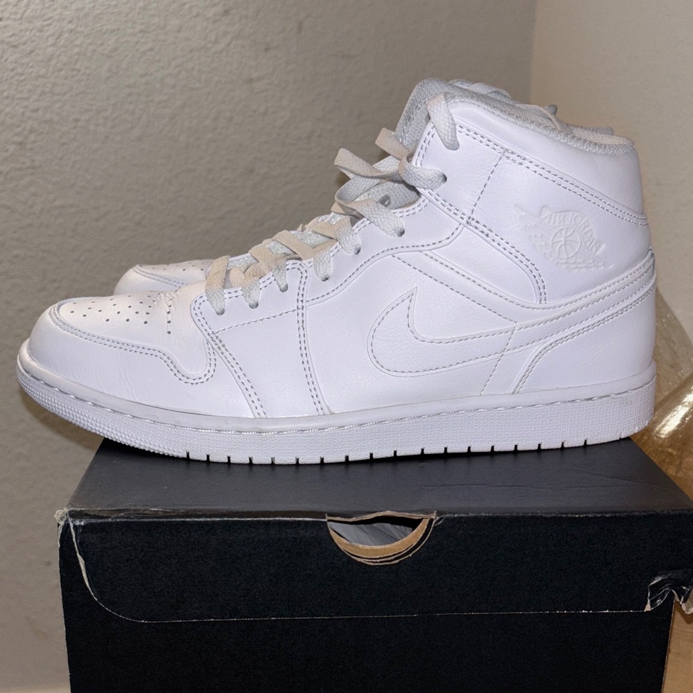 Jordan 1 Mid White High-Top Sneakers